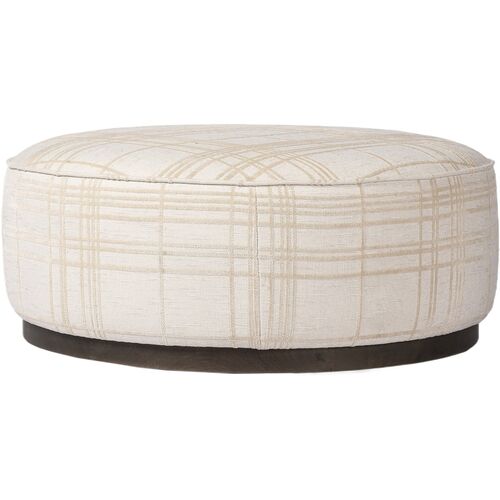 Janessa Large Round Ottoman, Sheffield Ivory Box Print