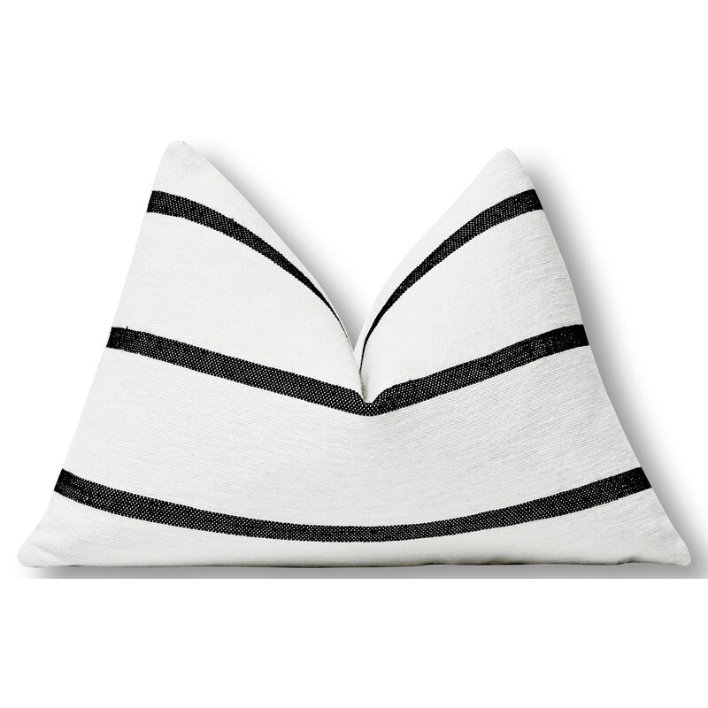 Hana 25x16 lumbar Pillow, White/Black