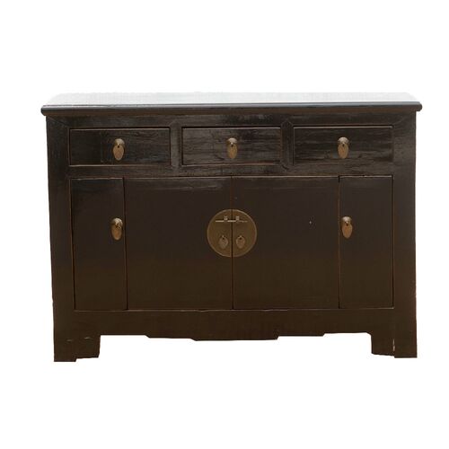 Antique Black Lacquer Zen Buffet Cabinet~P77738468