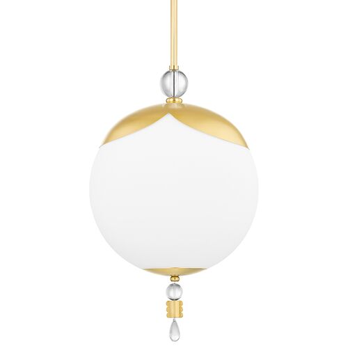 Perla Globe Pendant, Aged Brass