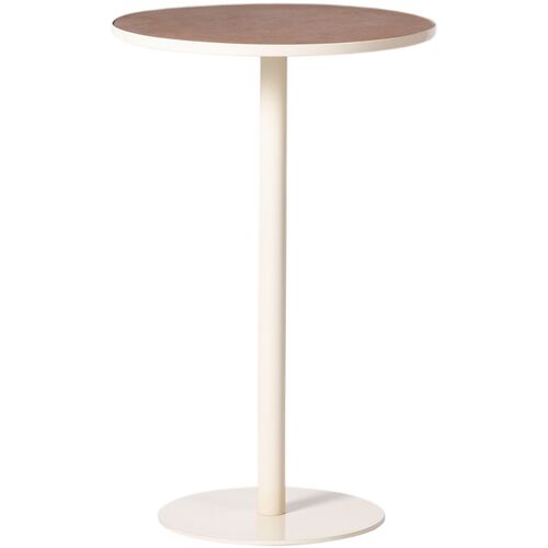 Cayden Leather Top Side Table, Natural/White