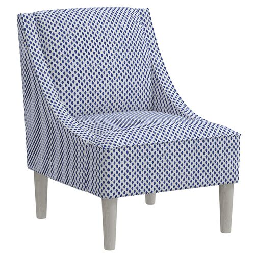 Quinn Swoop-Arm Accent Chair, Navy Dots~P75941200