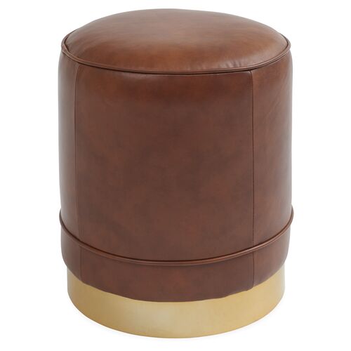 Piper Leather Stool, Chocolate~P77506205