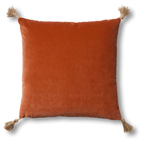 Lou 19x19 Pillow, Orange Velvet~P77430384
