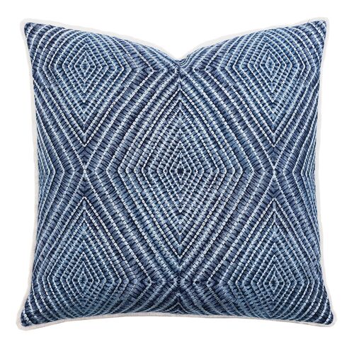 Wave Emroidered Pillow, Glacier Blue