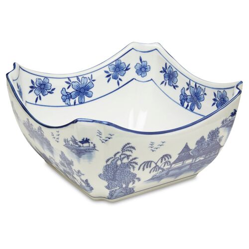 8" Square Chinoiserie Bowl, Blue/White~P77182953