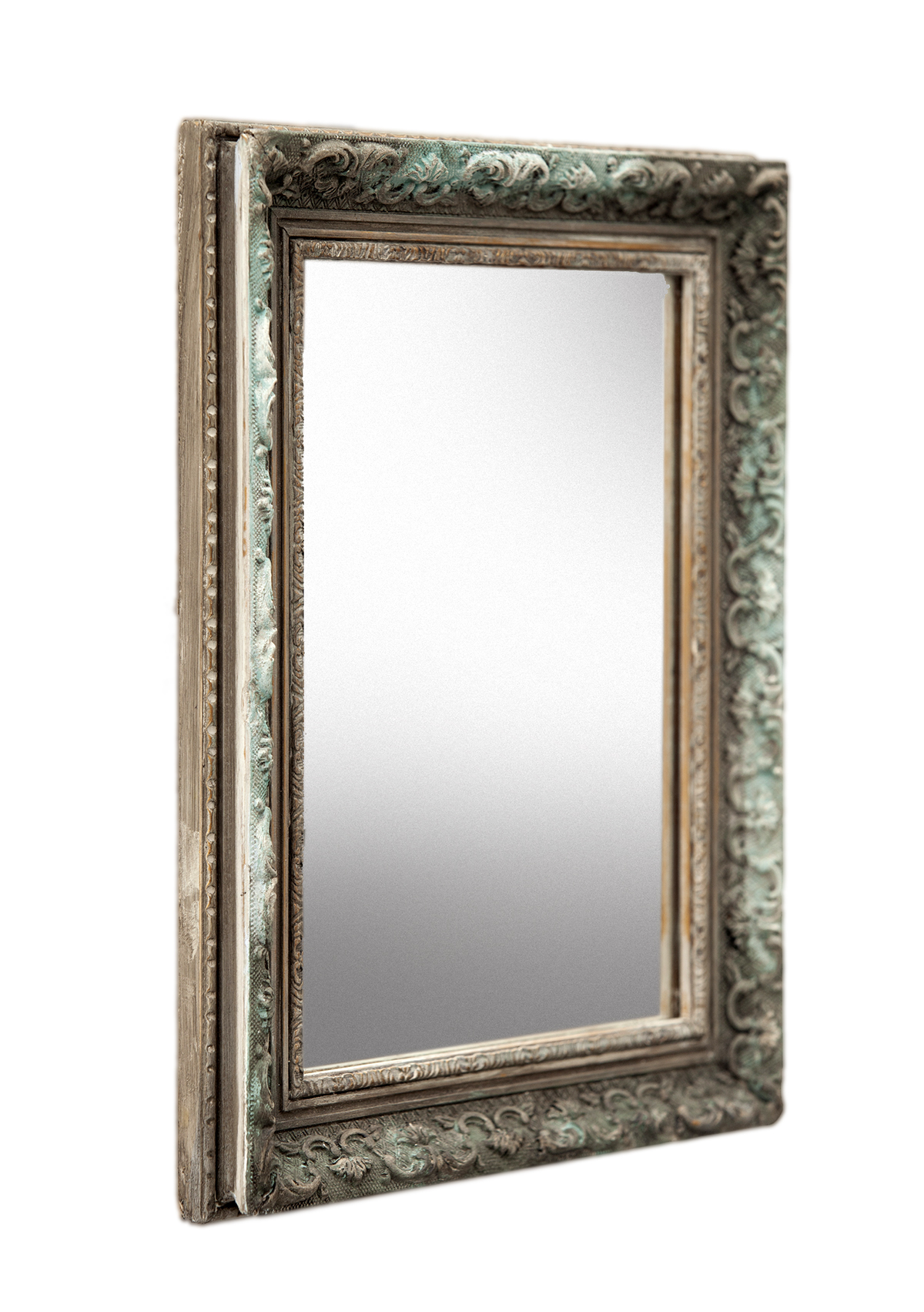 20thC Handpainted Aqua Accent Mirror~P77661443