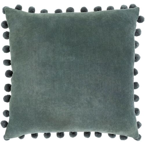 Rhonin Pom Pom Trim Velvet Pillow