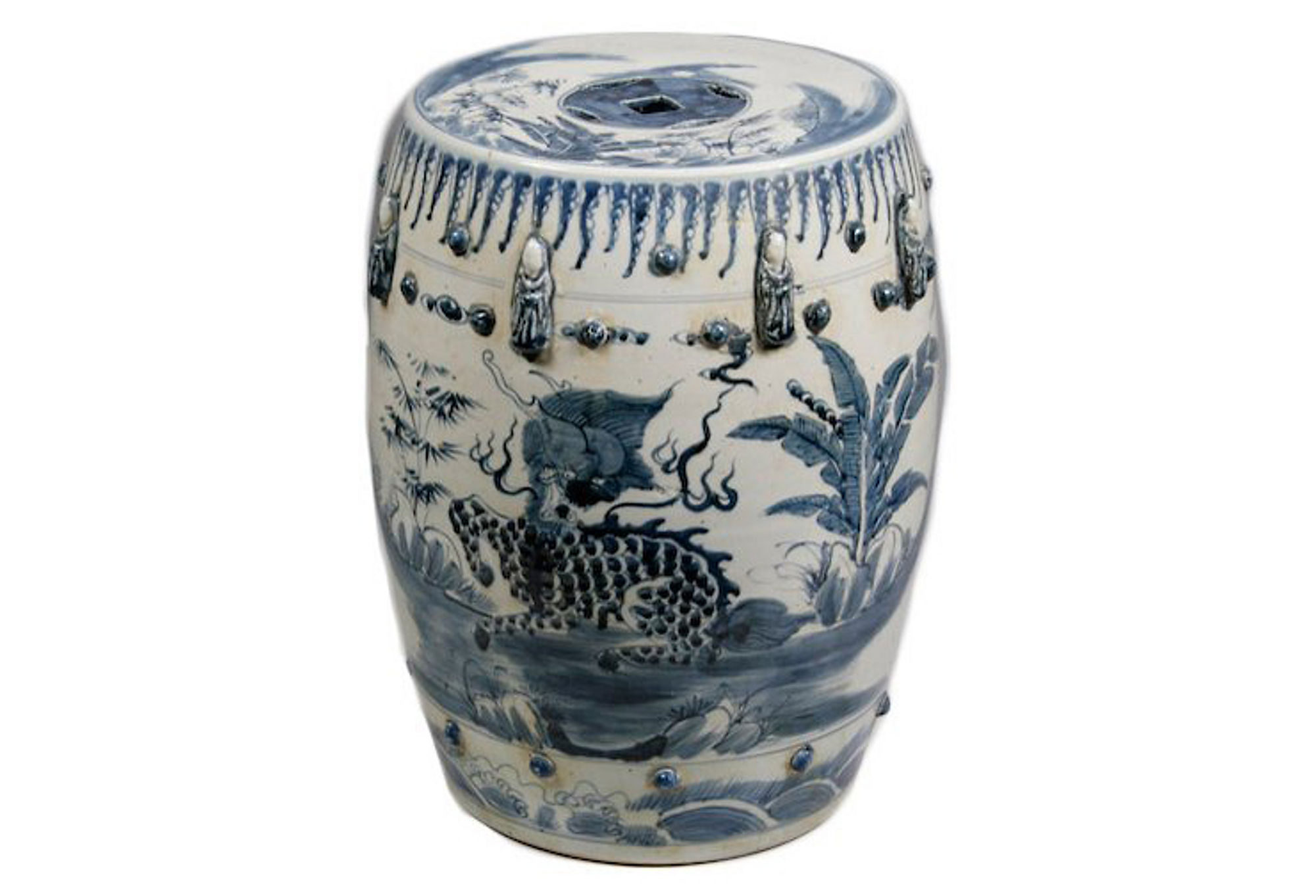 Kylin Garden Stool, Blue/White | One Kings Lane