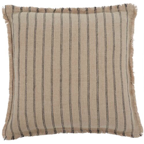 Perrine 20x20 Linen Pillow, Natural/Black Perrine 20x20 Linen Pillow, Natural/Black