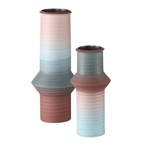 S/2 Happy 80's  Vases, Blue/Dark Red