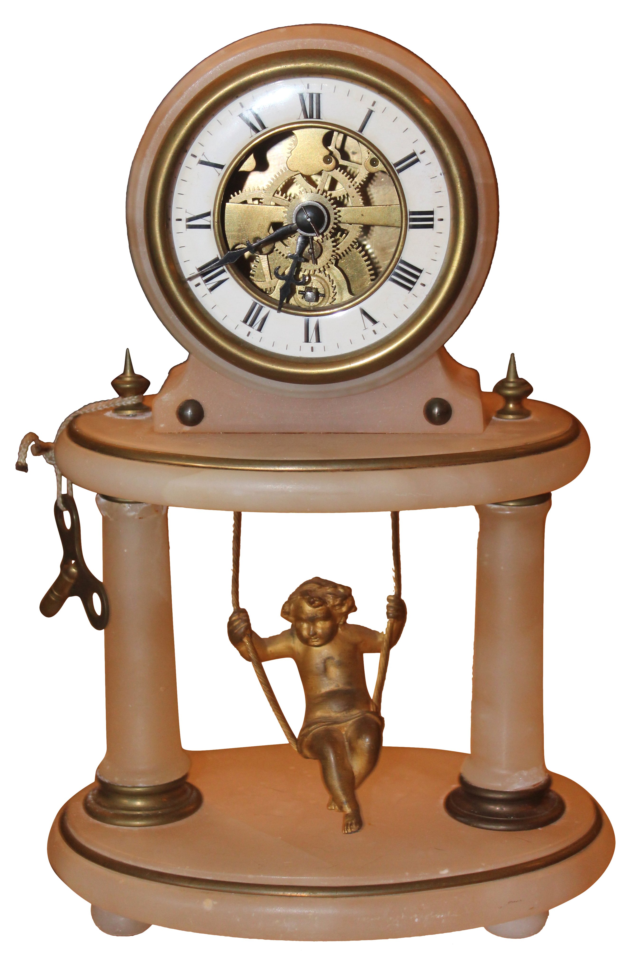 19th-C French Swinging Gilt Cherub Clock~P77390477