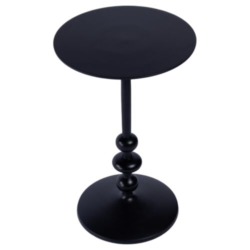 Zadie Outdoor Round Pedestal Side Table, Black