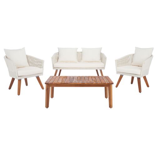Isolde 4-Pc Outdoor Rattan Rope Lounge Set
