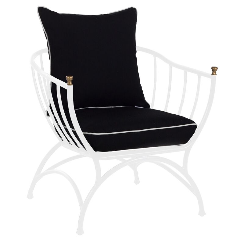 Frances White Accent Chair, Black/White Welt