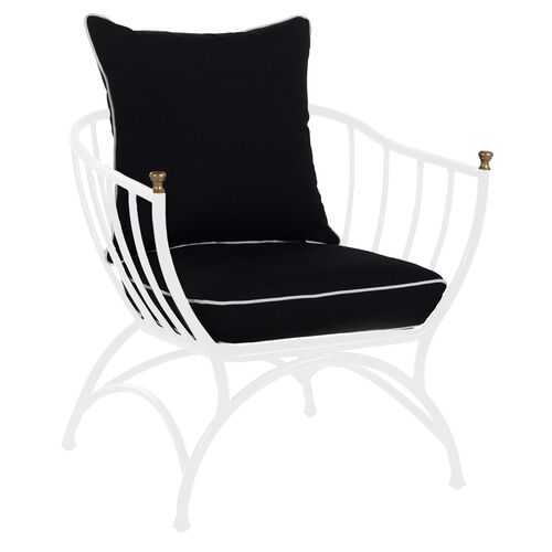 Frances White Accent Chair, Black/White Welt~P77601872