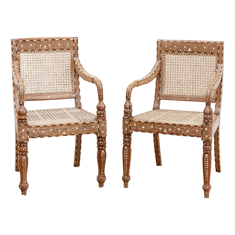 Pair of Elegant Royal Inlaid Armchairs~P77731488