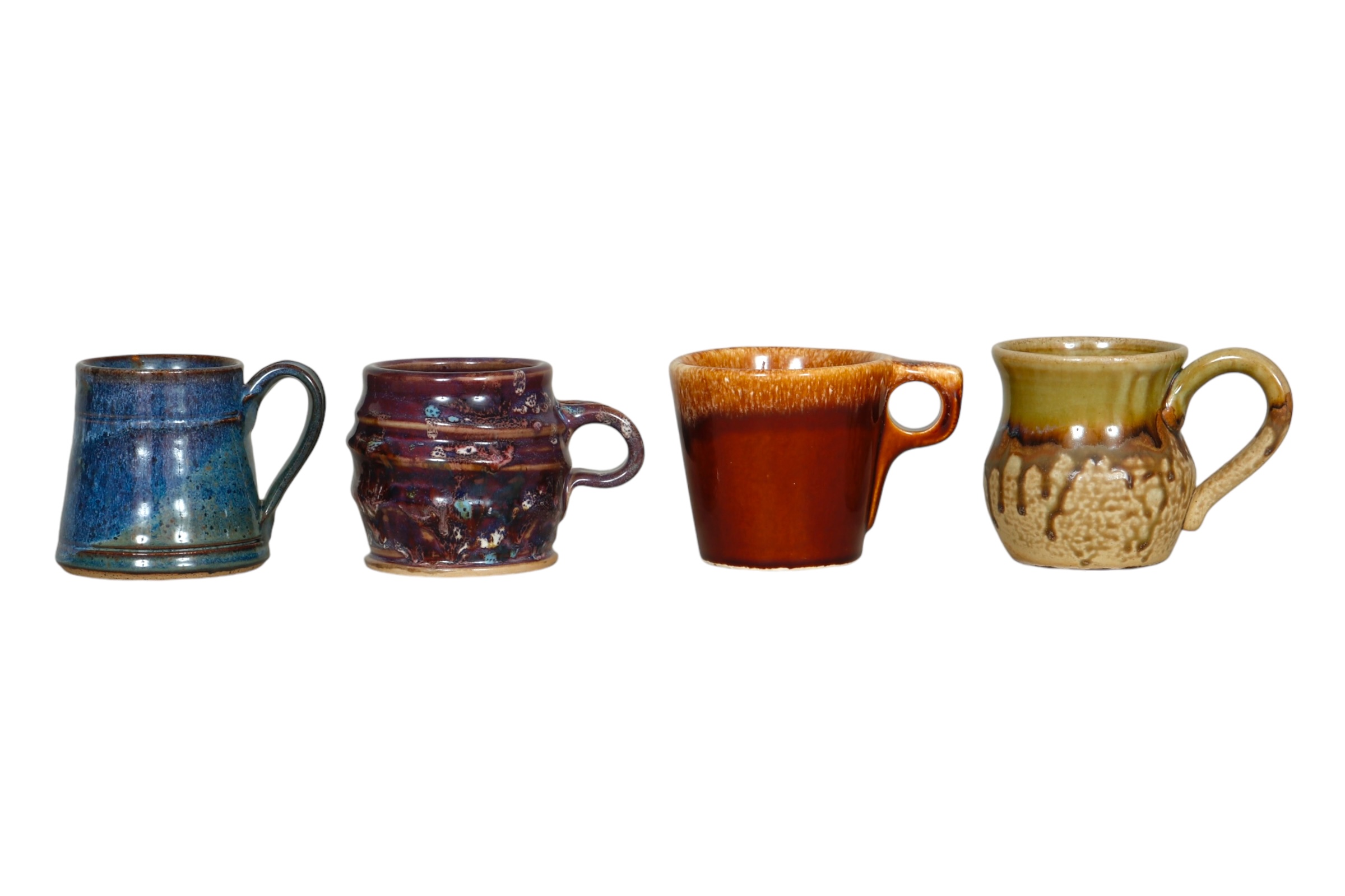 Mismatched Drip Glaze Earthenware Mugs~P77711730