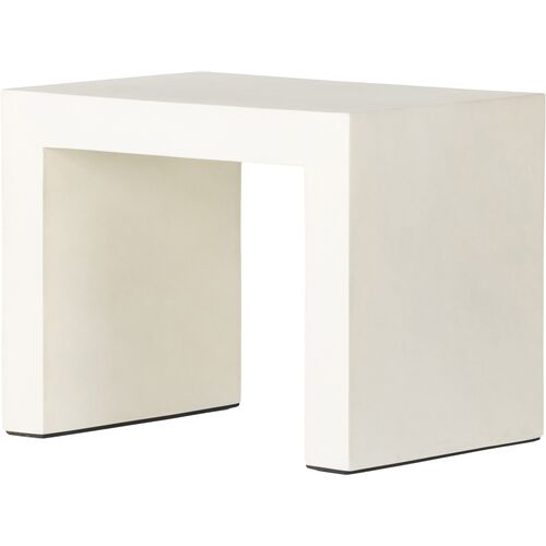 Yuki Outdoor End Table, White Concrete~P111118141