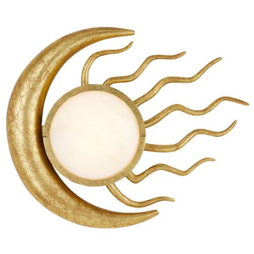 Tona Sun and Moon Wall Sconce, Gold Leaf