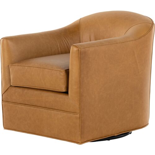 Elaine Swivel Chair, Ontario Camel Leather~P111118866