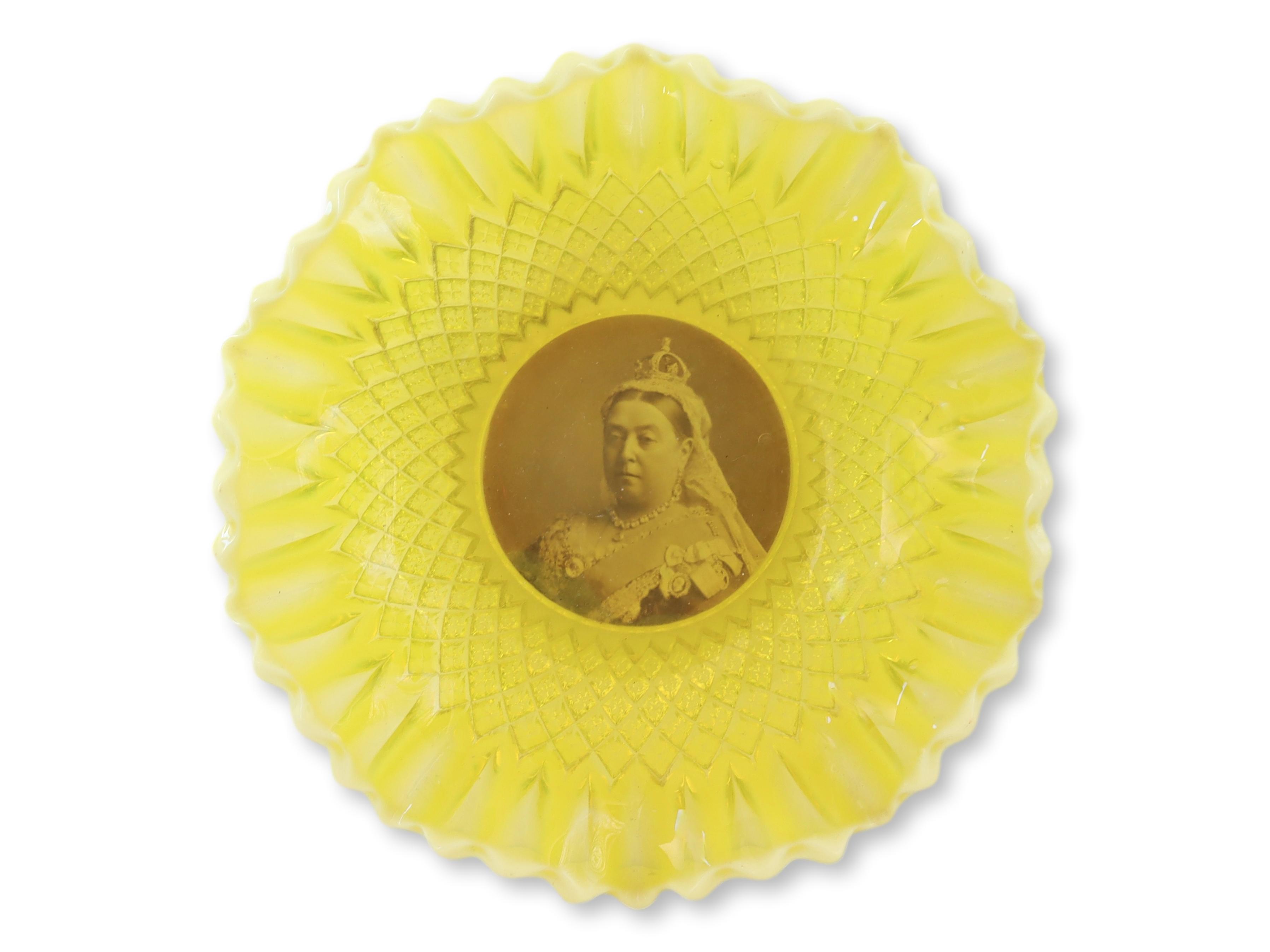 Queen Victoria Vaseline Glass Dish~P77672120