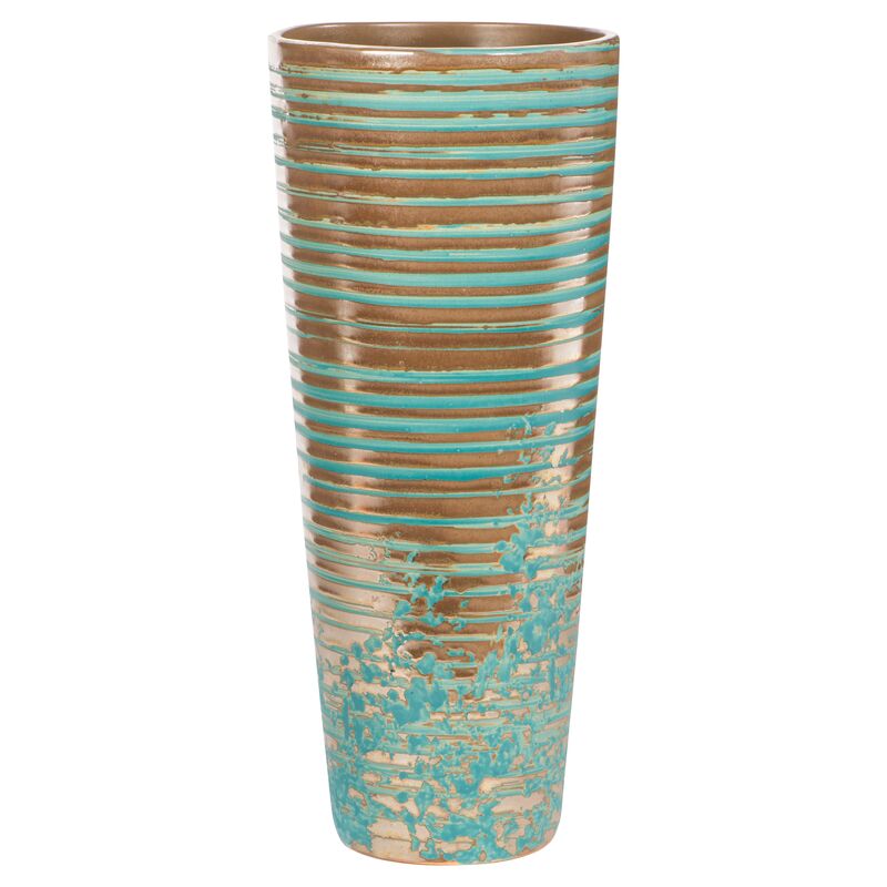 Wildwood Vase, Teal/Bronze