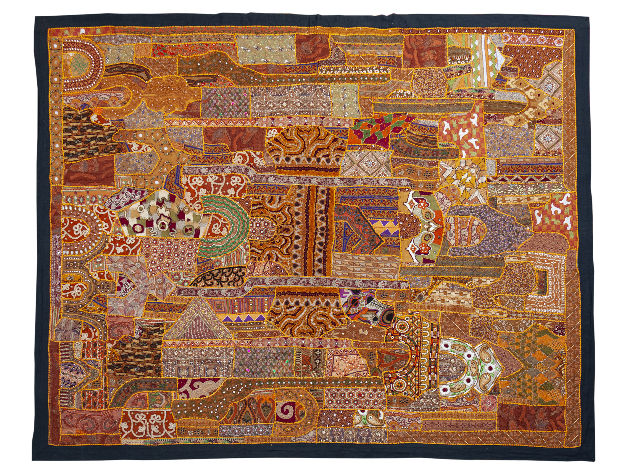 Amber Orange Moroccan Sequined Tapestry~P77662987