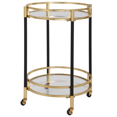 Gabrielle Bar Cart, Black/Brass