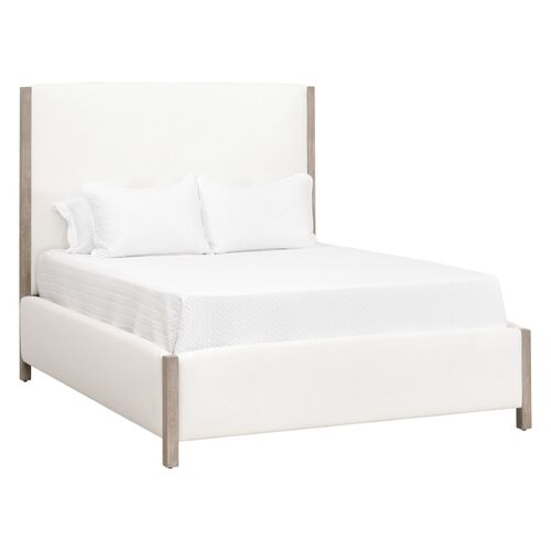 Julianna Panel Bed, Pearl Performance Linen/Natural Gray Julianna Panel Bed, Pearl Performance Linen/Natural Gray