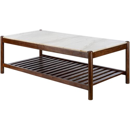 Yliana Marble Top Coffee Table, Brown
