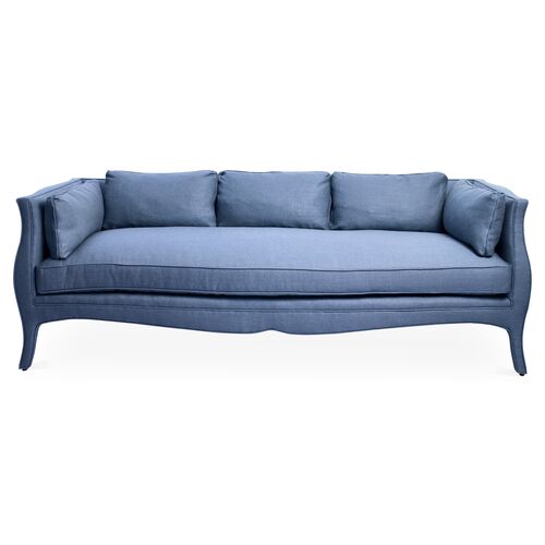 Southern Belle Sofa, Cornflower Blue Linen~P77231774~P77231774