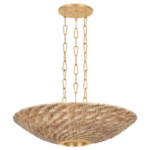 Ollie Wicker Pendant, Vintage Gold Leaf