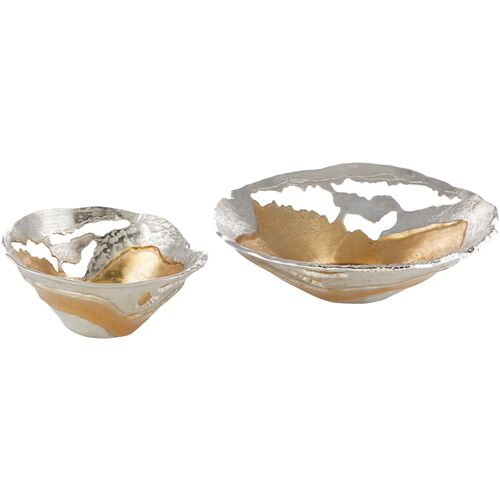 S/2 Aurora Decorative Bowl, Gold/Silver~P77644015