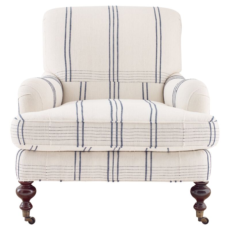Chatsworth Armchair, Blue/White