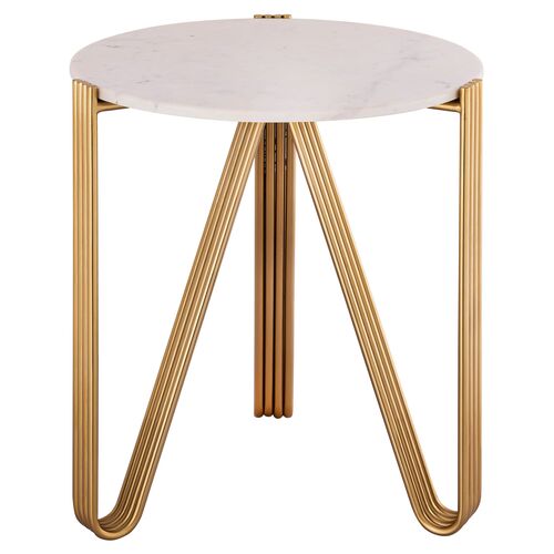Izzy Marble Side Table, Satin Gold~P111113941