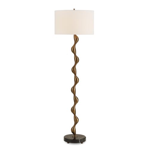 Matteo Marble/Iron Floor Lamp, Black/Bronze