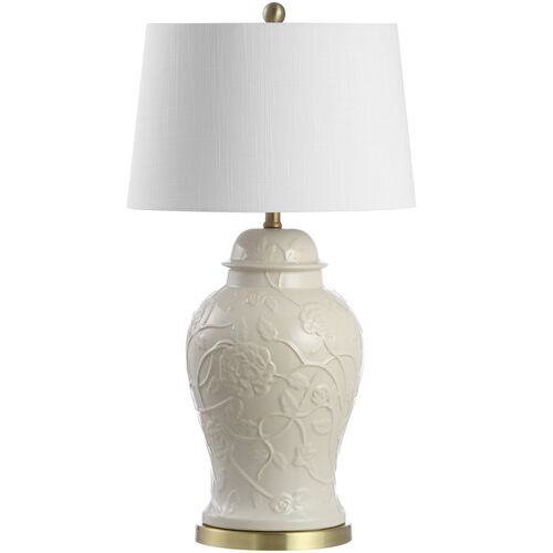 Fitzgerald Floral Table Lamp, Cream