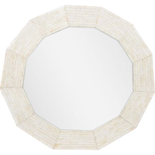 Ares  Round Wall Mirror, Natural Bone~P111119655