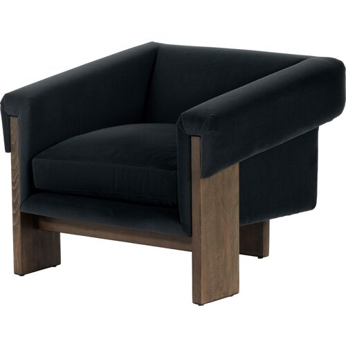Ellery Velvet Accent Chair, Smoke~P77652930