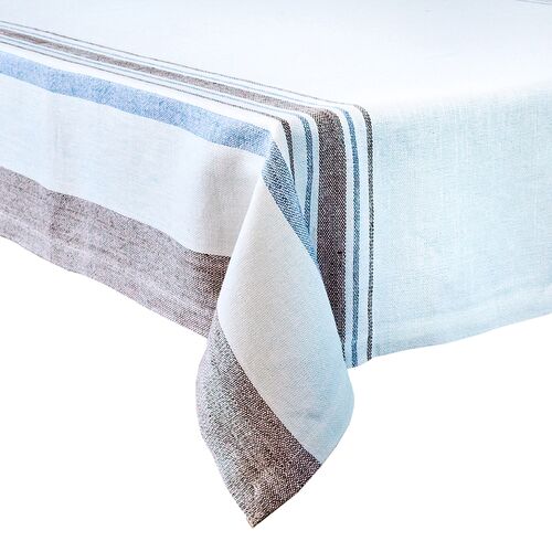 Danish Stripe 52" Linen Table Square, Taupe