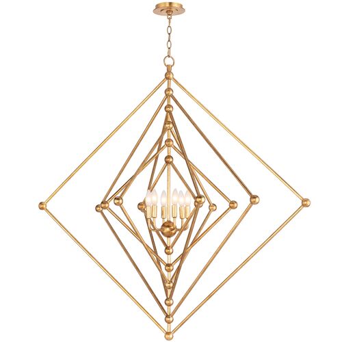 Southern Living Selena Large Square Chandelier, Gold