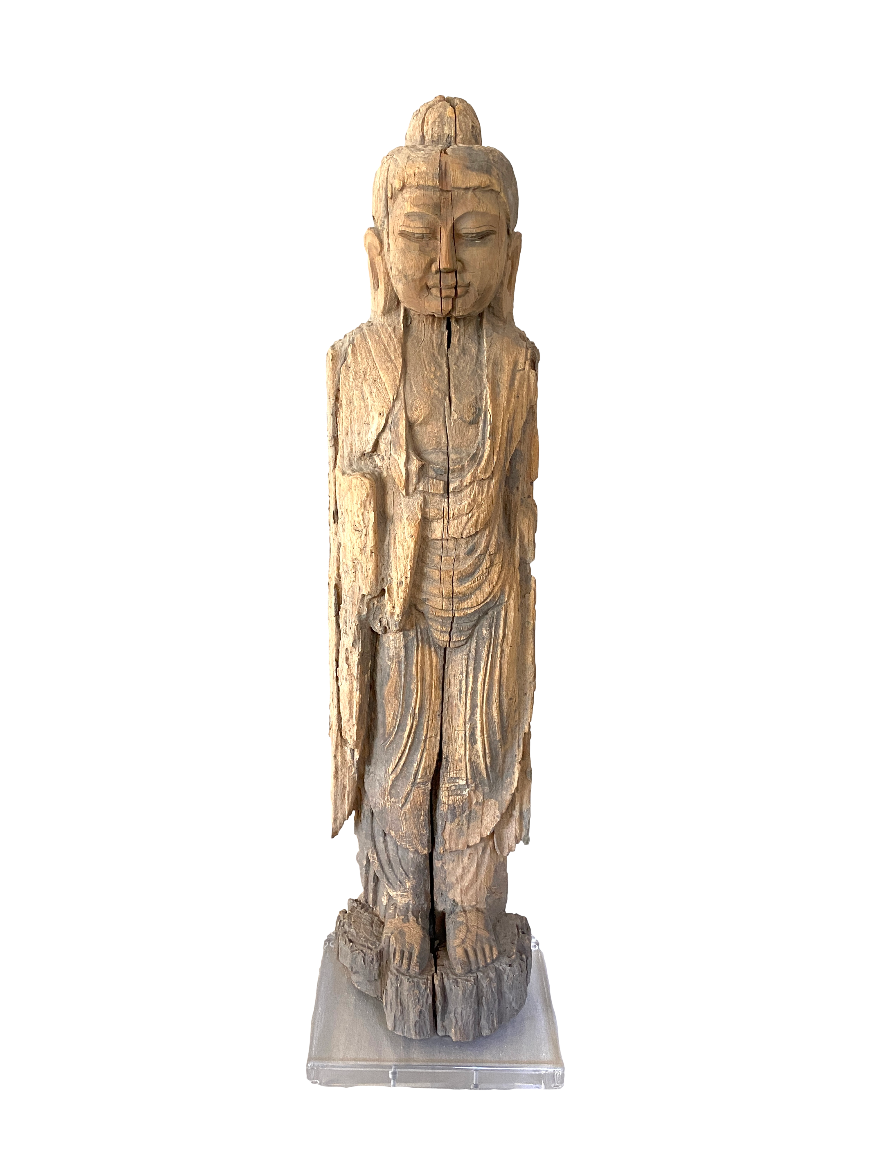 Antique Hand Carved Standing Buddha~P77738138