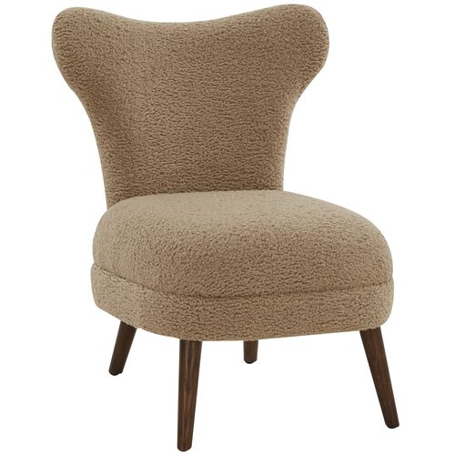 Isolde Faux Shearling Accent Chair, Light Brown
