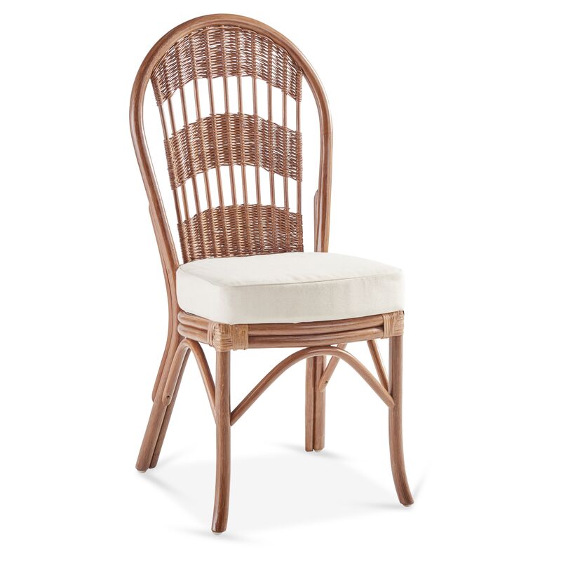Bermuda Rattan Side Chair, Natural/White