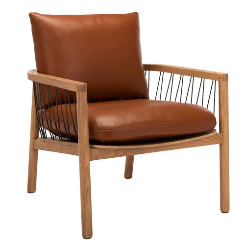 Corvella Midcentury Leather Chair, Brown Corvella Midcentury Leather Chair, Brown