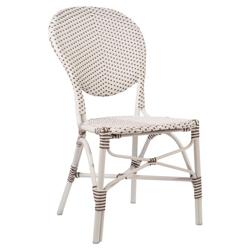 Isabell Outdoor Side Chair, White/Cappuccino