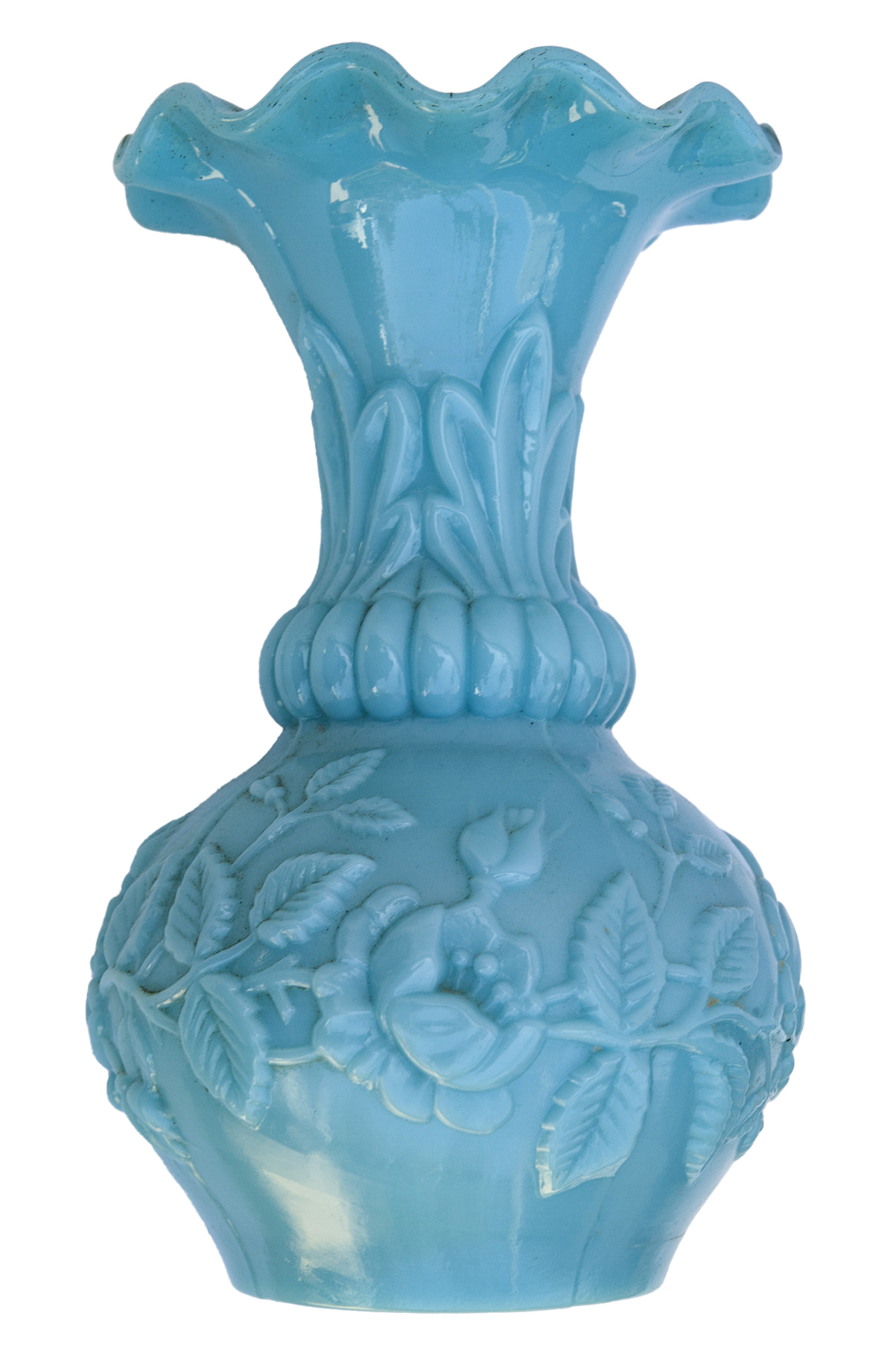 Vintage Aqua Milk Glass Vase~P77698102