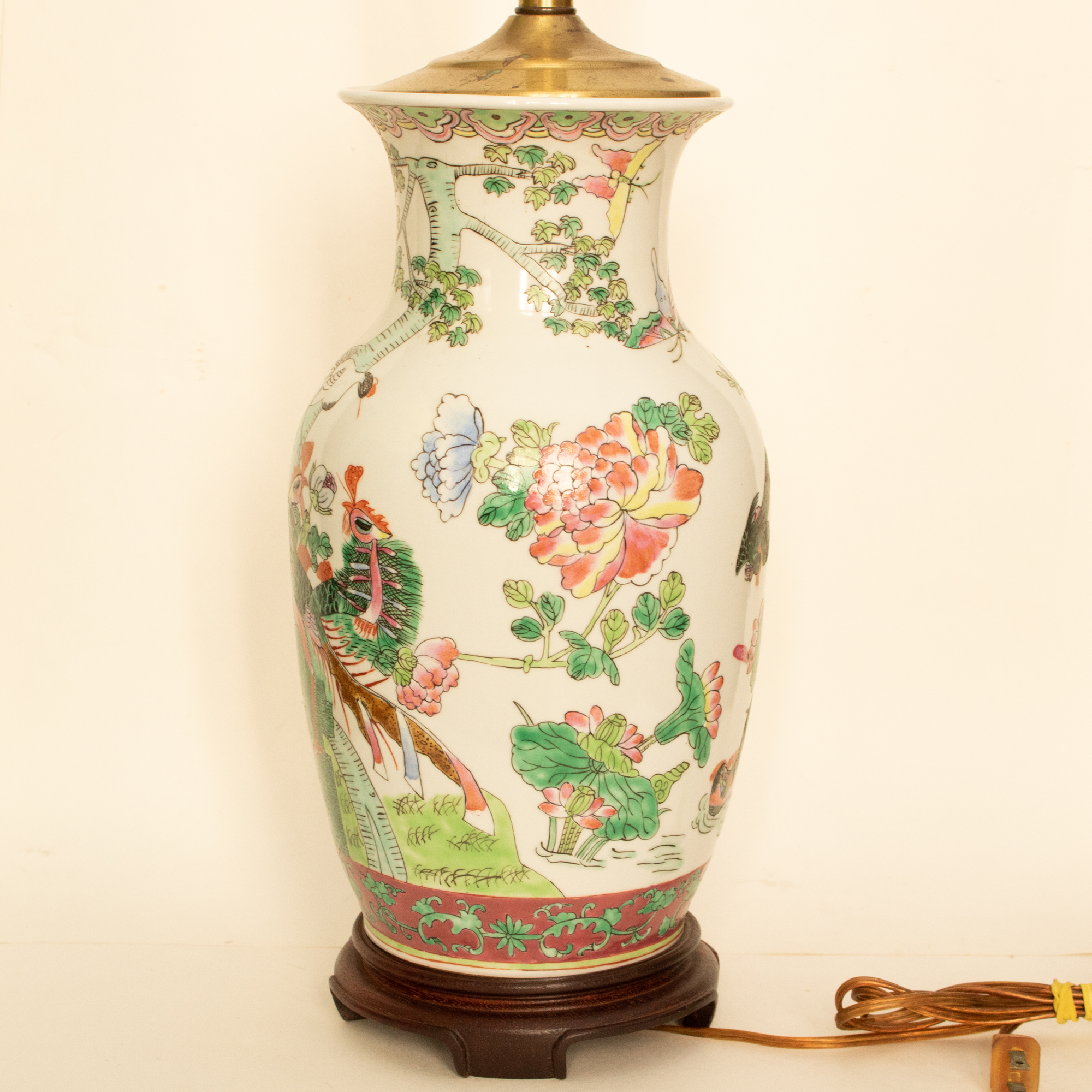 Vintage Famille Rose Porcelain Lamp~P77684510