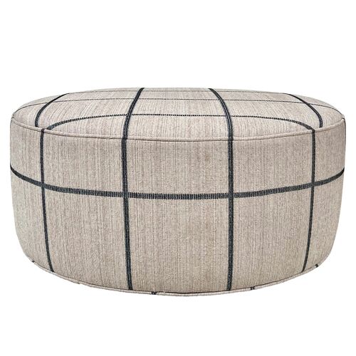 Devi Cocktail Ottoman, West Village Linen/Charcoal